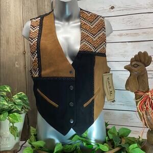 Katch Me BoHo Retro Cowboy NWT Vintage Suede Leather Biker Western Vest L O